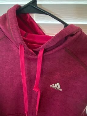 adidas Marled Magenta Hoodie with Bright Pink Drawstrings